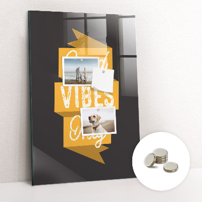 Magnetic notice board for kitchen Good Vibes Only