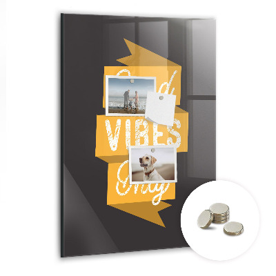 Magnetic notice board for kitchen Good Vibes Only