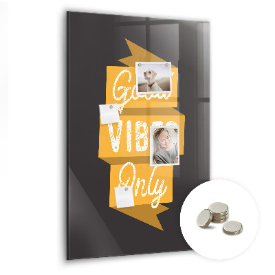 Magnetic notice board for kitchen Good Vibes Only