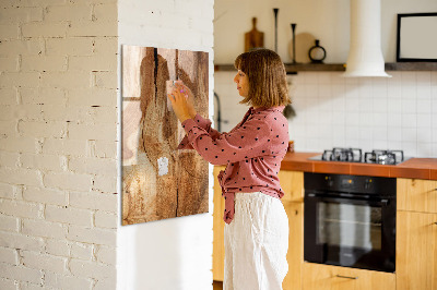 Magnetic memo board for kitchen Natural wood