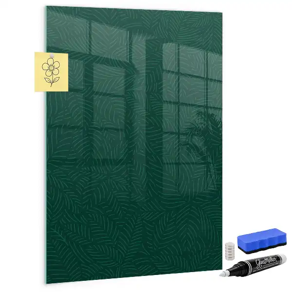 Magnetic dry erase board with a line leaf pattern