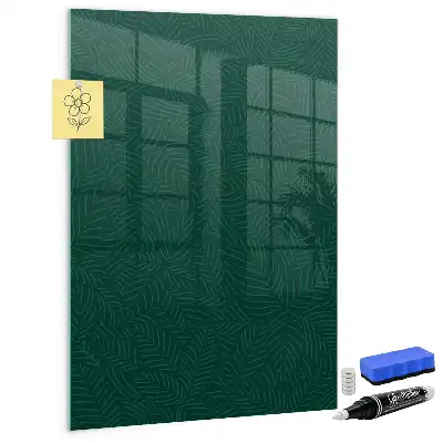 Magnetic dry erase board with a line leaf pattern