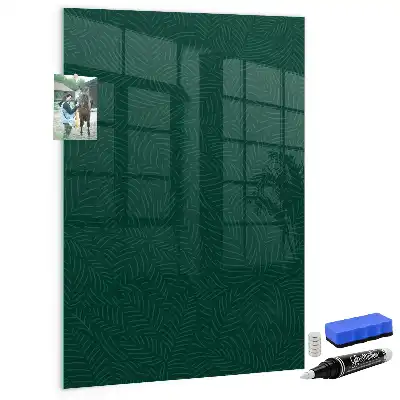 Magnetic dry erase board with a line leaf pattern