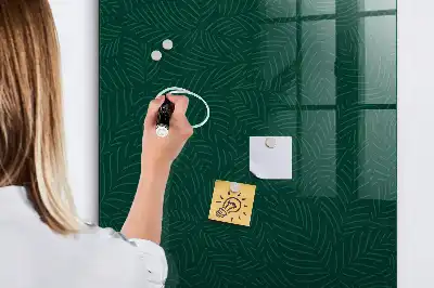 Magnetic dry erase board with a line leaf pattern