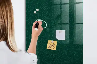 Magnetic dry erase board with a line leaf pattern