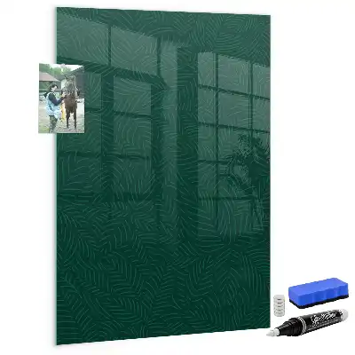 Magnetic dry erase board with a line leaf pattern