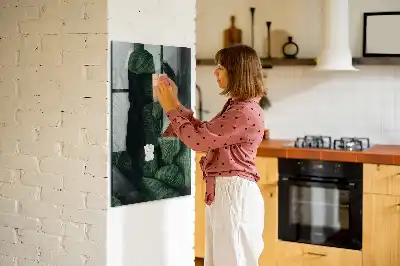 Magnetic dry erase board with jungle plant leaves print