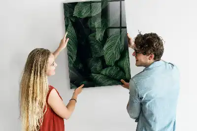 Magnetic dry erase board with jungle plant leaves print