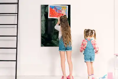 Magnetic dry erase board with jungle plant leaves print