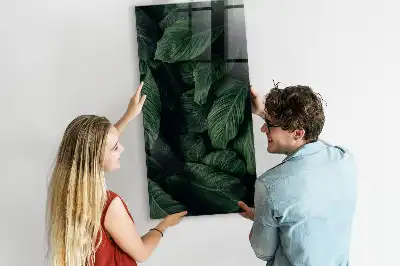 Magnetic dry erase board with jungle plant leaves print