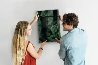 Magnetic dry erase board with jungle plant leaves print