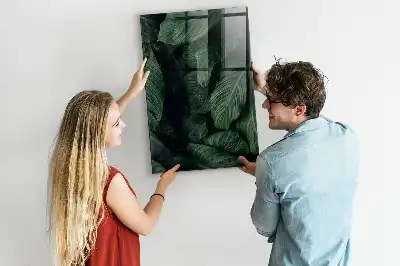 Magnetic dry erase board with jungle plant leaves print