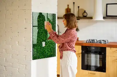 Magnetic dry erase board hedge of leaves design
