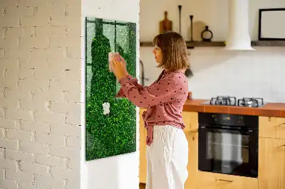 Magnetic dry erase board hedge of leaves design