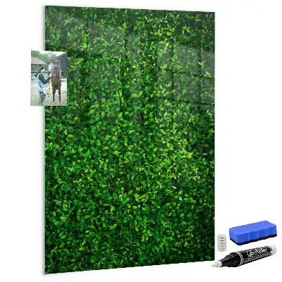 Magnetic dry erase board hedge of leaves design