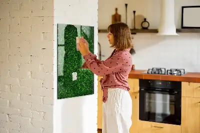Magnetic dry erase board hedge of leaves design