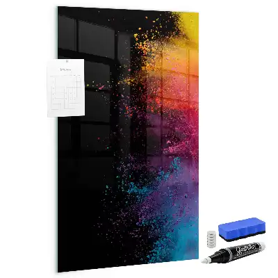 Magnetic dry erase board colorful powder