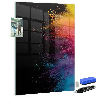 Magnetic dry erase board colorful powder
