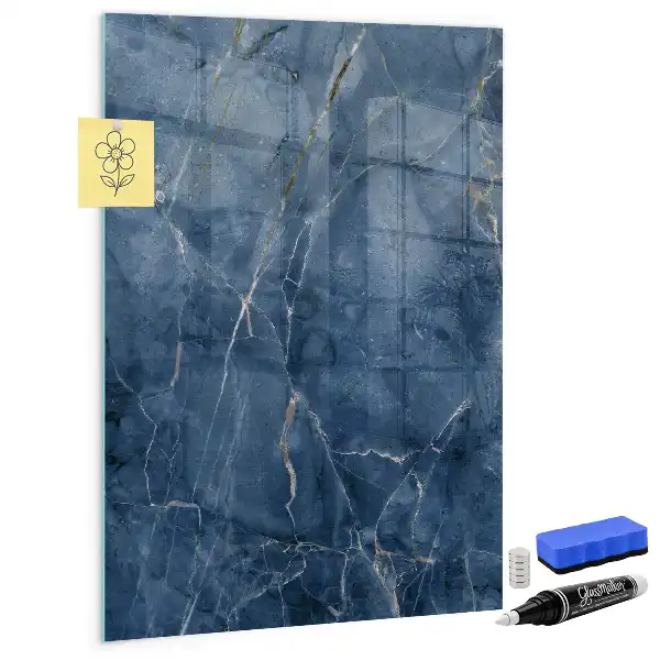 Dry erase magnetic board with decorative marble finish