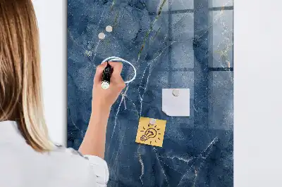 Dry erase magnetic board with decorative marble finish