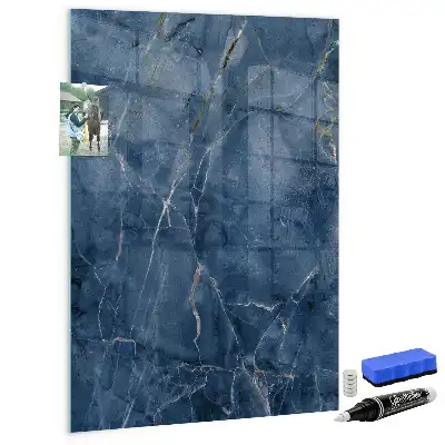 Dry erase magnetic board with decorative marble finish
