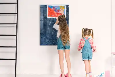 Dry erase magnetic board with decorative marble finish