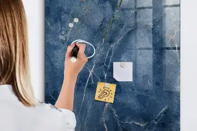 Dry erase magnetic board with decorative marble finish