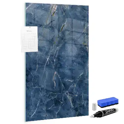 Dry erase magnetic board with decorative marble finish