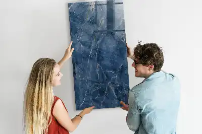 Dry erase magnetic board with decorative marble finish