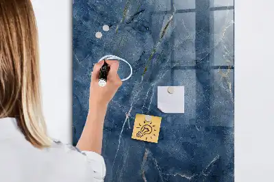 Dry erase magnetic board with decorative marble finish