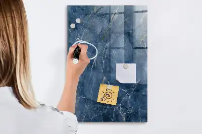 Dry erase magnetic board with decorative marble finish