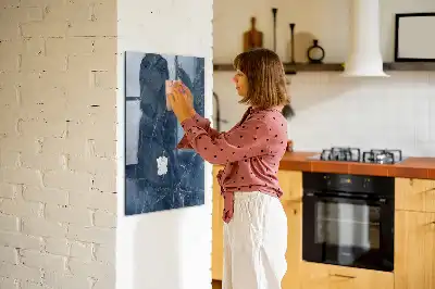 Dry erase magnetic board with decorative marble finish