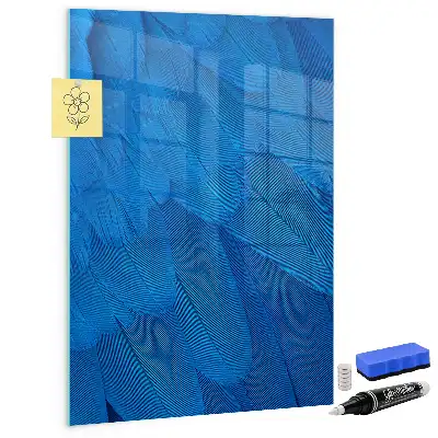 Magnetic dry erase board with bird feathers print
