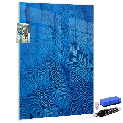 Magnetic dry erase board with bird feathers print