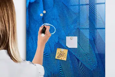 Magnetic dry erase board with bird feathers print
