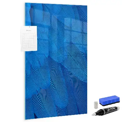 Magnetic dry erase board with bird feathers print