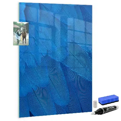 Magnetic dry erase board with bird feathers print