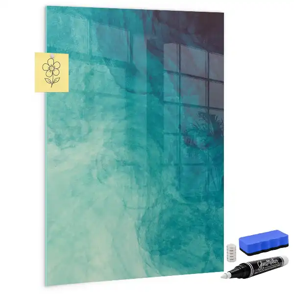 Magnetic dry erase board with sea abstraction design