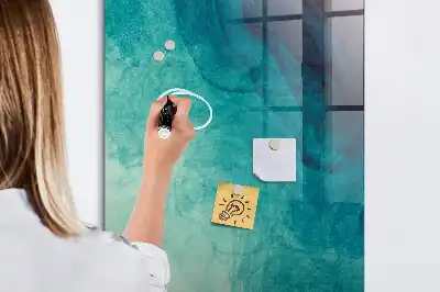 Magnetic dry erase board with sea abstraction design
