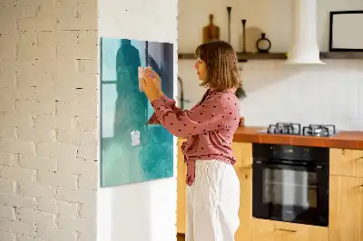 Magnetic dry erase board with sea abstraction design