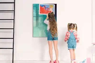Magnetic dry erase board with sea abstraction design