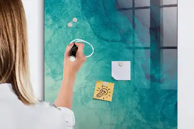 Magnetic dry erase board with sea abstraction design