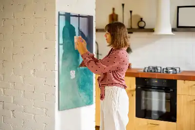 Magnetic dry erase board with sea abstraction design