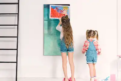 Magnetic dry erase board with sea abstraction design