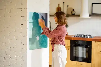 Magnetic dry erase board with sea abstraction design