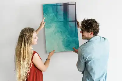 Magnetic dry erase board with sea abstraction design