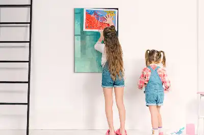 Magnetic dry erase board with sea abstraction design