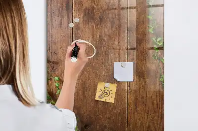 Magnetic dry erase board with a rustic wood frame