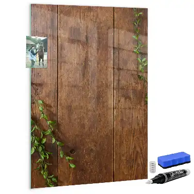 Magnetic dry erase board with a rustic wood frame