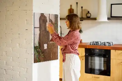 Magnetic dry erase board with a rustic wood frame